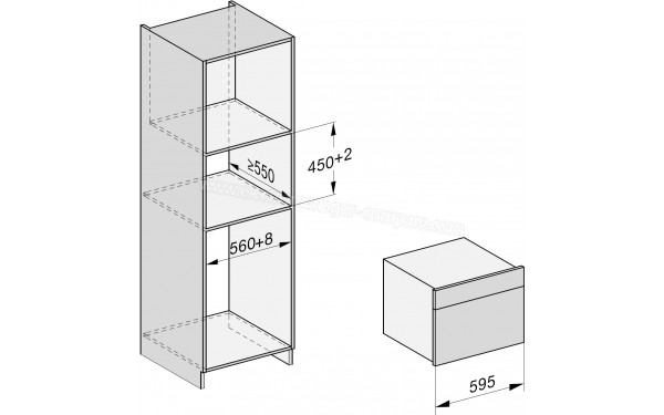 MIELE DG 7240 IN - Sch&eacute;ma technique encastrement dans un meuble haut