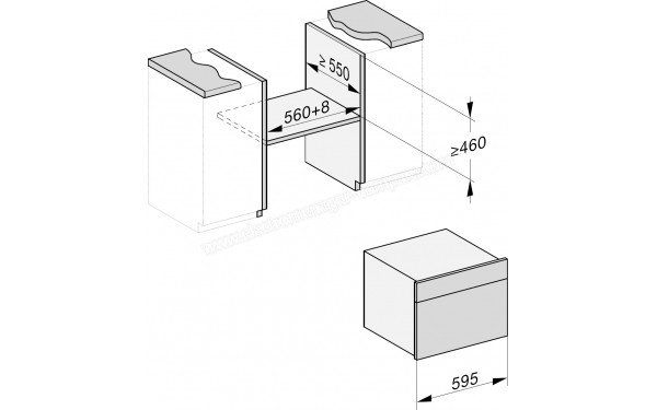 MIELE DG 7240 NR - Sch&eacute;ma technique encastrement dans un meuble bas
