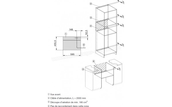 MIELE DG 7240 NR - Sch&eacute;ma technique raccordements et a&eacute;ration