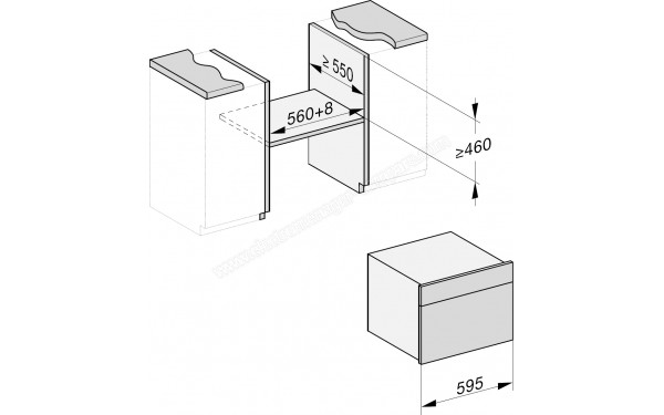 MIELE DG 7440 NR - Sch&eacute;ma technique encastrement dans un meuble bas