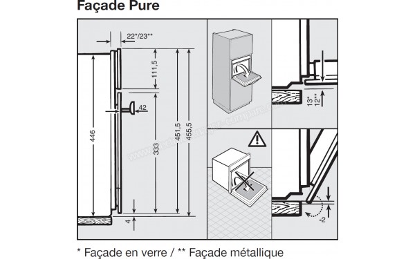 MIELE DGC 6400 BB - Sch&eacute;ma technique cotes de la fa&ccedil;ade
