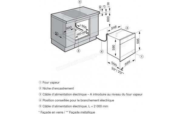 MIELE DGC 6860X XXL BB - Sch&eacute;ma technique encastrement dans un meuble bas