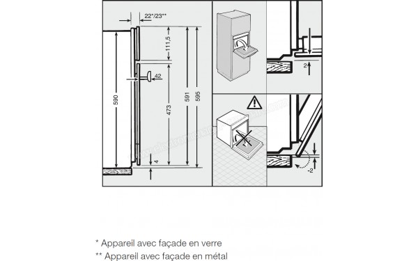 MIELE DGC 6865 XXL BB - Sch&eacute;ma technique cotes de la fa&ccedil;ade