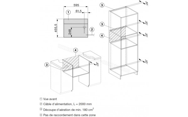 MIELE DGC 7440 GR - Sch&eacute;ma technique raccordements et a&eacute;ration