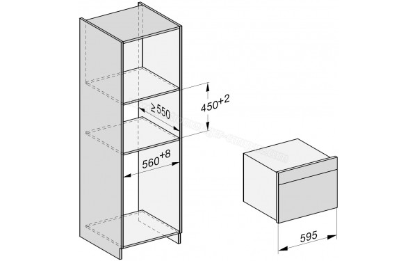 MIELE DGC 7440X GR - Sch&eacute;ma technique encastrement dans un meuble haut