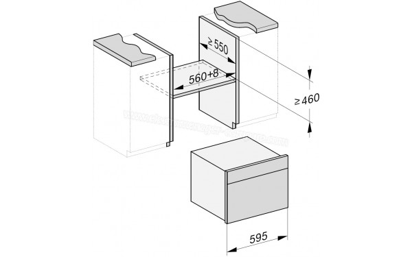 MIELE DGC 7440X NR - Sch&eacute;ma technique encastrement dans un meuble bas