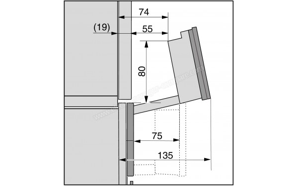 MIELE DGC 7440X NR - Sch&eacute;ma technique plage de d&eacute;placement du bandeau 