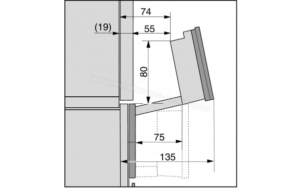 MIELE DGC 7460 IN - Sch&eacute;ma technique plage de d&eacute;placement du bandeau 