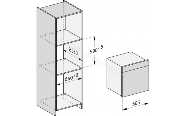 MIELE DGC 7460 NR - Sch&eacute;ma technique encastrement dans un meuble haut