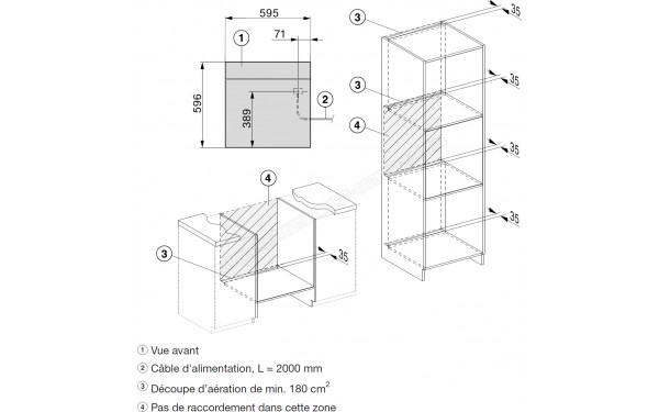 MIELE DGC 7460 NR - Sch&eacute;ma technique raccordements et a&eacute;ration