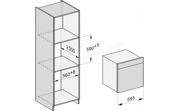 MIELE DGC 7460X NR - Sch&eacute;ma technique encastrement dans un meuble haut