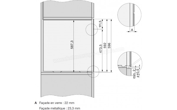 MIELE DGC 7460X NR - Sch&eacute;ma technique vue lat&eacute;rale