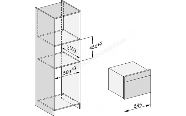 MIELE DGC 7845 NR - Sch&eacute;ma technique encastrement dans un meuble haut
