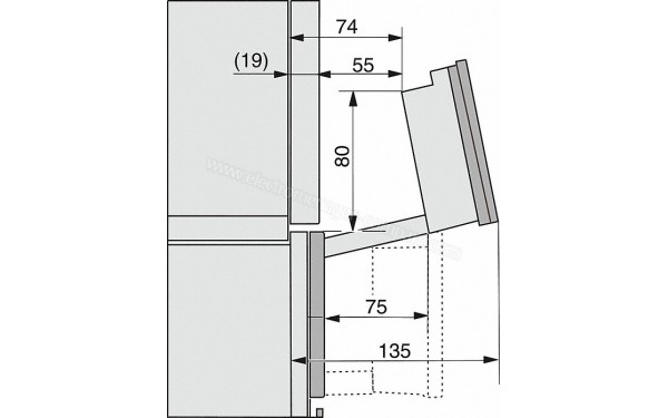 MIELE DGC 7845 NR - Sch&eacute;ma technique plage de d&eacute;placement du bandeau