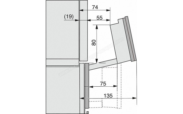 MIELE DGC 7845X BB - Sch&eacute;ma technique plage de d&eacute;placement du bandeau