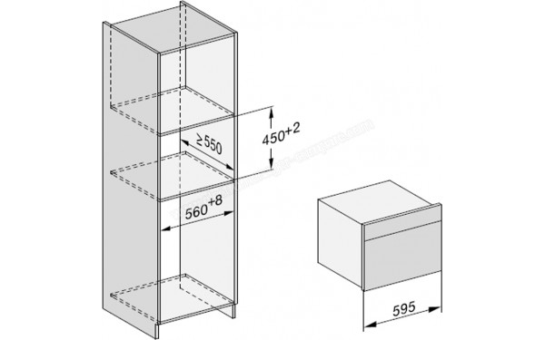 MIELE DGC 7845X GR - Sch&eacute;ma technique encastrement dans un meuble haut