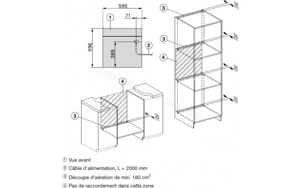 MIELE DGC 7860 GR - Sch&eacute;ma technique raccordement et a&eacute;ration