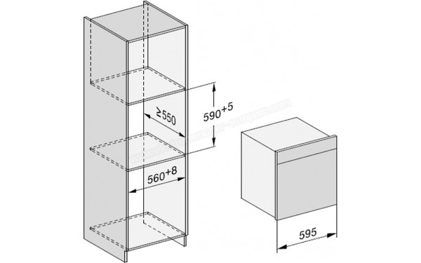 MIELE DGC 7860 NR - Sch&eacute;ma technique encastrement dans un meuble haut