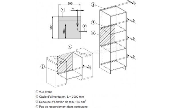 MIELE DGC 7860 NR - Sch&eacute;ma technique raccordement et a&eacute;ration
