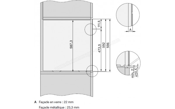 MIELE DGC 7860X NR - Sch&eacute;ma technique vue lat&eacute;rale