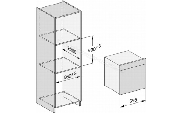 MIELE DGC 7865X BB - Sch&eacute;ma technique encastrement dans un meuble haut
