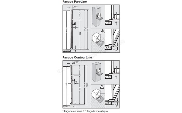 MIELE DGM 6800 BR - Sch&eacute;ma technique cotes de la fa&ccedil;ade