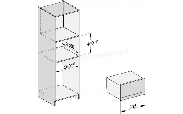 MIELE DGM 7340 IN - Sch&eacute;ma technique encastrement dans un meuble haut