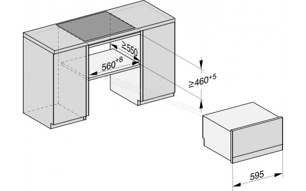 MIELE DGM 7340 IN - Sch&eacute;ma technique encastrement dans un meuble bas