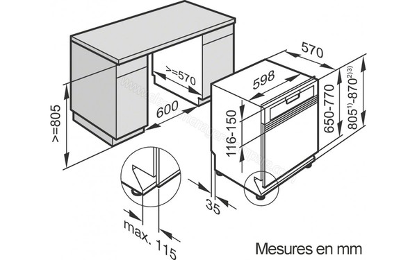 MIELE G 4203 i Blanc - Sch&eacute;ma d'encastrement