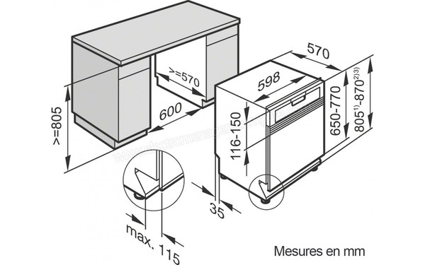 MIELE G 4203 i Inox - Sch&eacute;ma d'encastrement