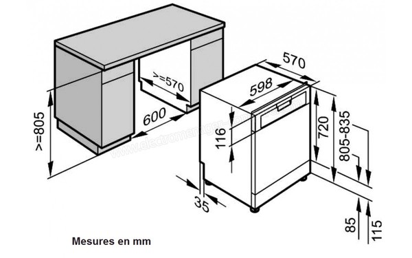 MIELE G 4220 Front Inox - Schema d'encastrement