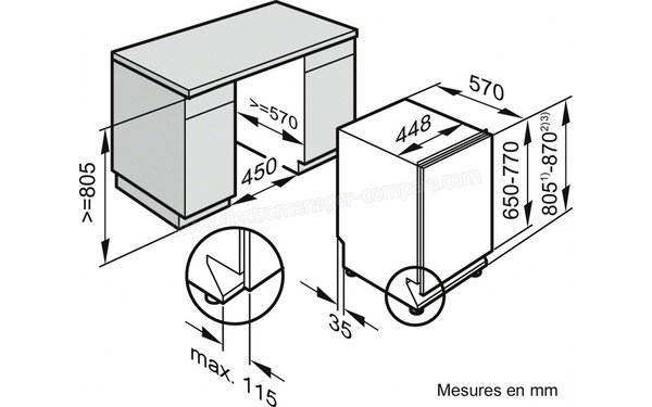 MIELE G 4782 SCVi - Sch&eacute;ma d'encastrement