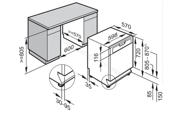 MIELE G 4920 SCU - Sch&eacute;ma d'encastrement (cr&eacute;dit : Boulanger)