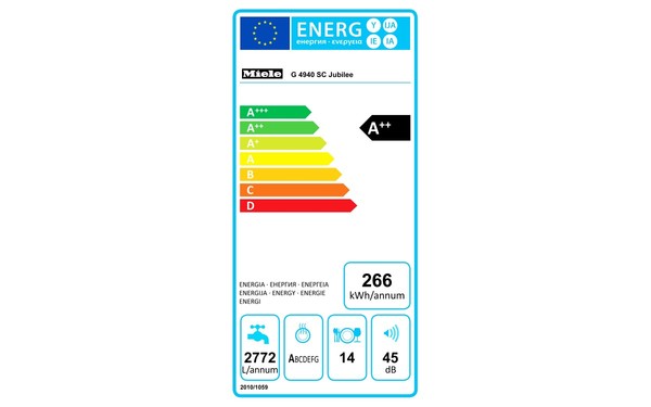 MIELE G 4940 SC Jubilee - &Eacute;tiquette &eacute;nergie