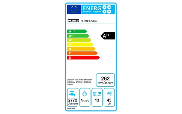 MIELE G 4940 U Jubilee Blanc - &Eacute;tiquette &eacute;nergie