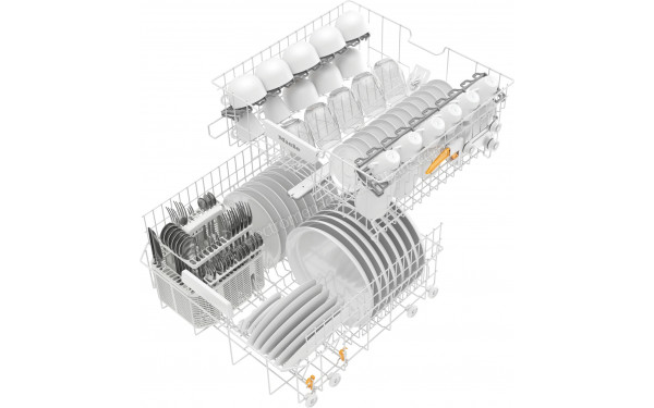 MIELE G 5000 Front Inox - Vue du panier inf&eacute;rieur et sup&eacute;rieur