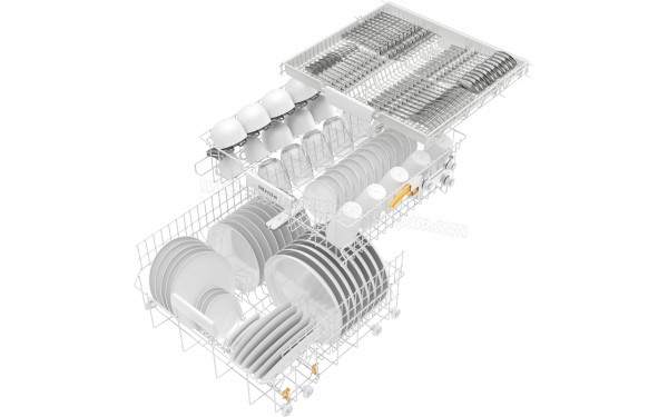 MIELE G 5002 SC Front Inox - Vue du panier inf&eacute;rieur, sup&eacute;rieur et tiroir sup&eacute;rieur