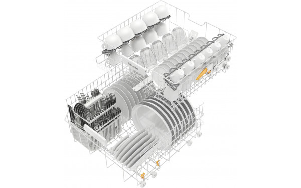 MIELE G 5110 Front Inox - Vue du panier inf&eacute;rieur et sup&eacute;rieur