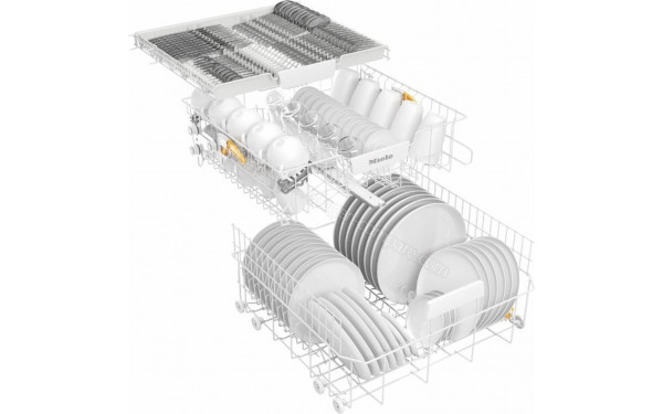 MIELE G 5112 SC Front Inox - Vue du panier inf&eacute;rieur, sup&eacute;rieur et tiroir sup&eacute;rieur