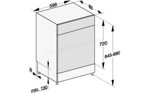 MIELE G 5112 SC Front Inox - Dimensions