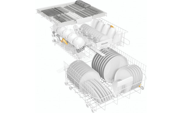 MIELE G 5112 SC Blanc - Vue du panier inf&eacute;rieur, sup&eacute;rieur et tiroir sup&eacute;rieur