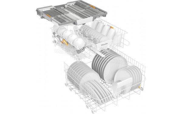 MIELE G 5212 SC Front Inox - Vue du panier inf&eacute;rieur, sup&eacute;rieur et tiroir sup&eacute;rieur