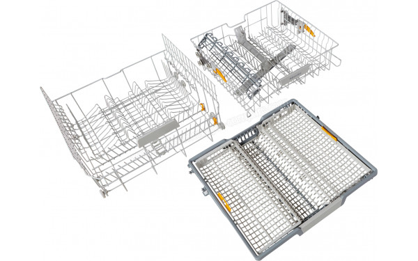 MIELE G 5312 SC Front Inox - Vue du panier inf&eacute;rieur, sup&eacute;rieur et tiroir sup&eacute;rieur