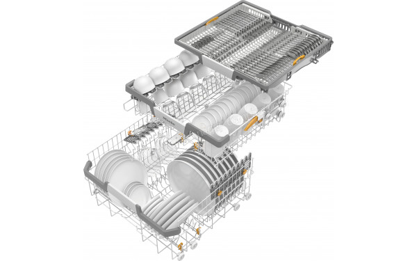 MIELE G 5363 SCVi - Vue du panier inf&eacute;rieur, sup&eacute;rieur et tiroir sup&eacute;rieur