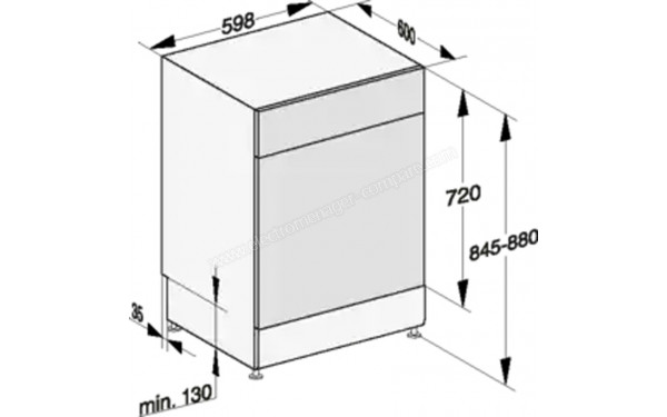 MIELE G 5412 SC Front Inox - Dimensions