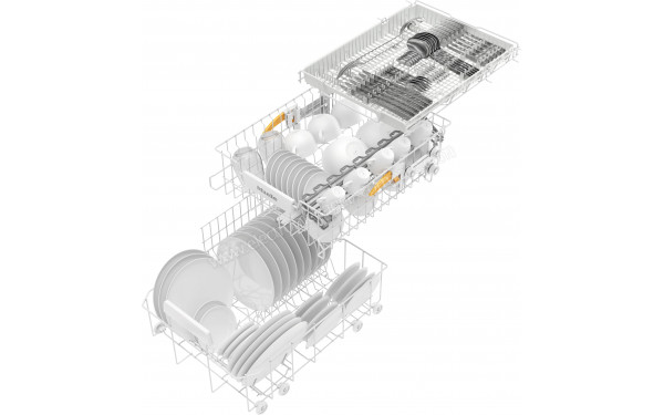 MIELE G 5430 SCI SL BB - Vue du panier inf&eacute;rieur, sup&eacute;rieur et tiroir sup&eacute;rieur