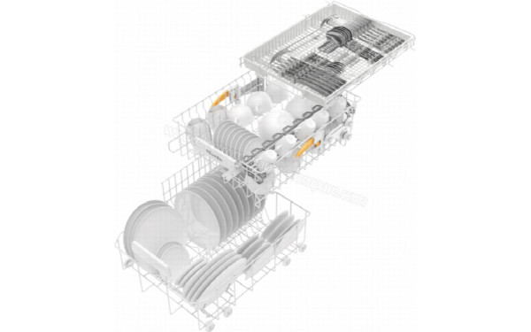 MIELE G 5481 SCVi SL - Vue du panier inf&eacute;rieur, sup&eacute;rieur et panier sup&eacute;rieur