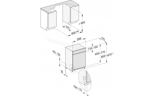 MIELE G 5612 SCi IN - Dimensions