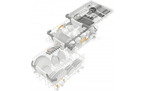 MIELE G 5640 SC SL - Vue du panier inf&eacute;rieur, sup&eacute;rieur et tiroir sup&eacute;rieur