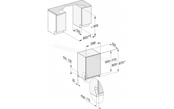 MIELE G 5652 SCVi Inox - Dimensions